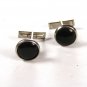 70's - 90's Silvertone & Black Round Cufflinks Unbranded 72015