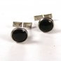 70's - 90's Silvertone & Black Round Cufflinks Unbranded 72015
