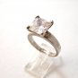 Vintage Sterling Silver & Huge Sparkley Cz Engagement Ring 8 1/2