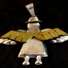 Huge Vintage Mexican Sterling Silver 2 Tone Angel Pendant 01032013kd
