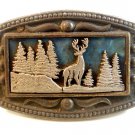Vintage Buck Deer in Woods Belt Buckle Signed CII New York