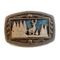 Vintage Buck Deer in Woods Belt Buckle Signed CII New York