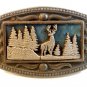 Vintage Buck Deer in Woods Belt Buckle Signed CII New York