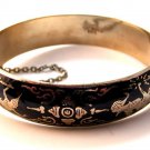 Vintage Siam Sterling Silver Black Niello Dancer Bangle Bracelet