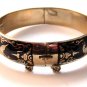 Vintage Siam Sterling Silver Black Niello Dancer Bangle Bracelet