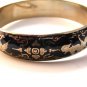 Vintage Siam Sterling Silver Black Niello Dancer Bangle Bracelet