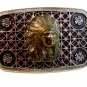 Vintage Silver Tone & 3D American Indian Chiefs Head Belt Buckle