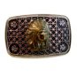 Vintage Silver Tone & 3D American Indian Chiefs Head Belt Buckle