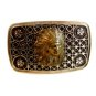 Vintage Silver Tone & 3D American Indian Chiefs Head Belt Buckle