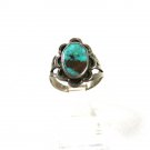 Vintage Native American Coin Silver & Turquoise Ring Size 6 Unbranded 7415