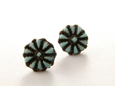 Vintage Native American Sterling Silver & Turquoise Earrings