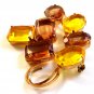 Vintage 1950's Gold Tone & Faux Citrine & Quartz Brooch