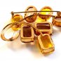 Vintage 1950's Gold Tone & Faux Citrine & Quartz Brooch