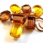 Vintage 1950's Gold Tone & Faux Citrine & Quartz Brooch