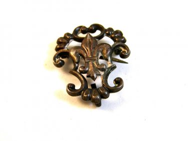 Vintage Sterling Silver Fleur de Lis Brooch & Watch Holder