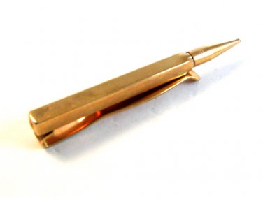 Vintage 1960's - 1970's Gold Tone  Pencil Tie Clasp Signed Swank
