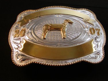 2007 Silver & Gold 2 Tone Livestock Show Goat Belt Buckle by Justin