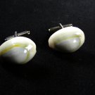 Vintage Silvertone & White Sea Shell Cufflinks Unbranded 72315