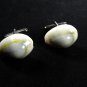 Vintage Silvertone & White Sea Shell Cufflinks Unbranded 72315