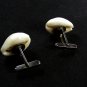 Vintage Silvertone & White Sea Shell Cufflinks Unbranded 72315