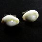 Vintage Silvertone & White Sea Shell Cufflinks Unbranded 72315