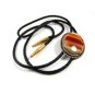 Vintage Pink Agate Bolo with Leather Cord Unmarked 101714