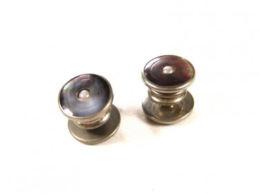 Vintage Silvertone Abalone & Pearl Kum A Part Cufflinks by Beare & Wilde 71615
