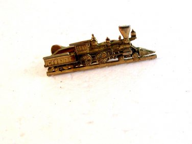 Vintage Gold Tone Train Locomotive Tie Clasp by Hickok U.S.A.