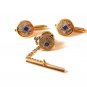 Unsigned Gold & Silver Tone Masonic Cufflinks & Signed Swank Tie Tac