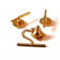 Unsigned Gold & Silver Tone Masonic Cufflinks & Signed Swank Tie Tac