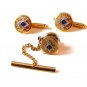 Unsigned Gold & Silver Tone Masonic Cufflinks & Signed Swank Tie Tac