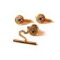 Unsigned Gold & Silver Tone Masonic Cufflinks & Signed Swank Tie Tac