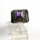 Sterling Silver Amythest Black Onyx Marcasites Ring Size 6