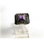 Sterling Silver Amythest Black Onyx Marcasites Ring Size 6