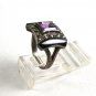 Sterling Silver Amythest Black Onyx Marcasites Ring Size 6