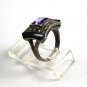 Sterling Silver Amythest Black Onyx Marcasites Ring Size 6