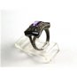 Sterling Silver Amythest Black Onyx Marcasites Ring Size 6