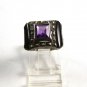 Sterling Silver Amythest Black Onyx Marcasites Ring Size 6