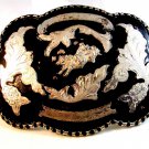Mexican Alpaca Silver Rodeo Bull Rider Belt Buckle 4 1/4' X 3 1/8"