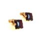 Vintage 1/40 10K RGP Gold Tone & Red Cufflinks Signed Swank
