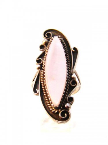 Vintage Native American Sterling Mother Pearl Ring Sz 9 1/2