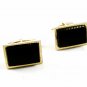 True Vintage Goldtone & Black Onyx Cufflinks By S in Shield 100714