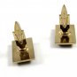 True Vintage Goldtone & Black Onyx Cufflinks By S in Shield 100714