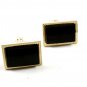 True Vintage Goldtone & Black Onyx Cufflinks By S in Shield 100714