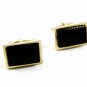 True Vintage Goldtone & Black Onyx Cufflinks By S in Shield 100714