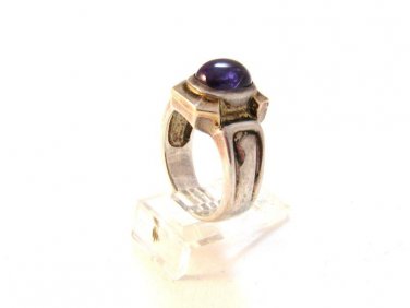 Vintage Sterling Silver Amythest 2 Tone Ring Sz 9 3/4