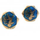 Vintage Siam Sterling Silver Blue Niello Dancer Cufflinks 08092013jj