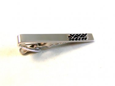 Vintage 1950's - 1960's Silver Tone Engraved 3 Hearts Tie Clasp