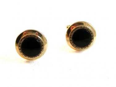 Vintage Gold Tone Black Cufflinks by Hickok U.S.A.