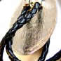 Southwest Silver Tone Moose Scrimshaw Leather Bolo By  L. Layden